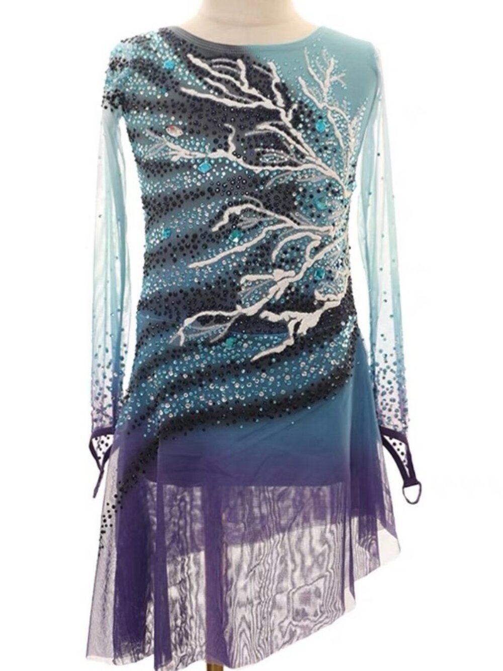 New White / coral / green / blue Crystal Figure Skating Dress Girl 8 (4~6T)